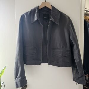 Madewell Cropped Utilitarian Jacket in (Re)generative Chino medium gray charcoal